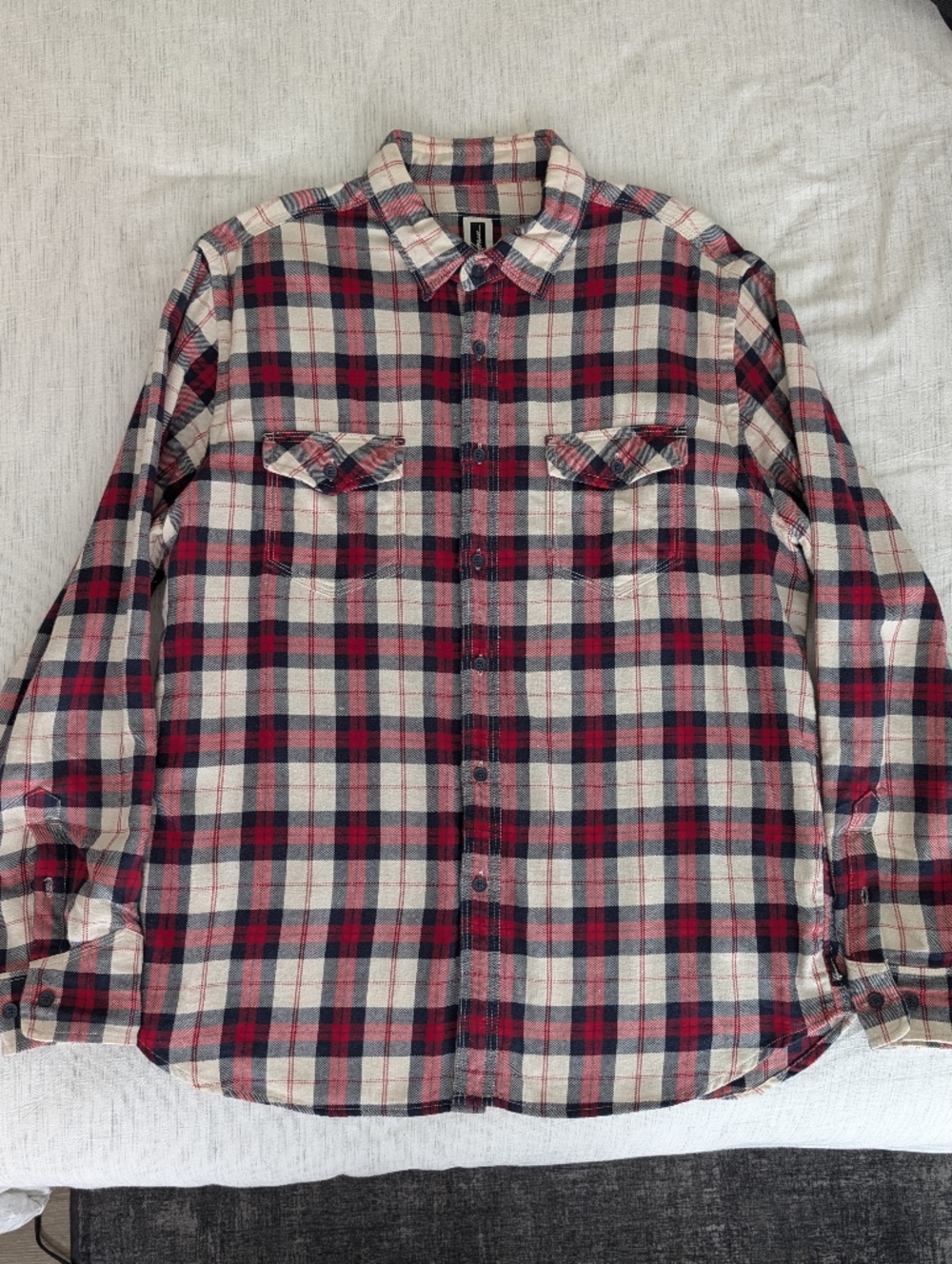 Howe Red and White Plaid Button-Down Shirt